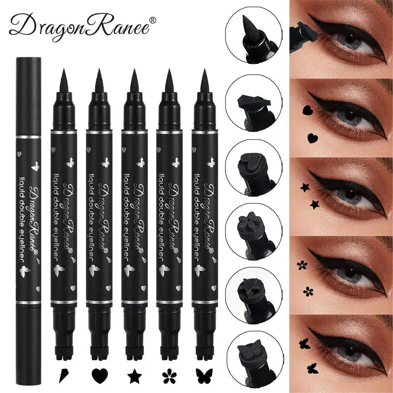 Transform Your Look with Our Dual-Ended Waterproof Liquid Eyeliner Pen Featuring Adorable Moon, Star, Heart, and Flower Stamps