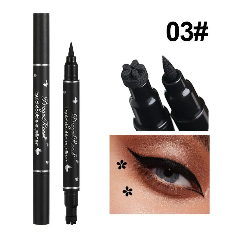 Transform Your Look with Our Dual-Ended Waterproof Liquid Eyeliner Pen Featuring Adorable Moon, Star, Heart, and Flower Stamps