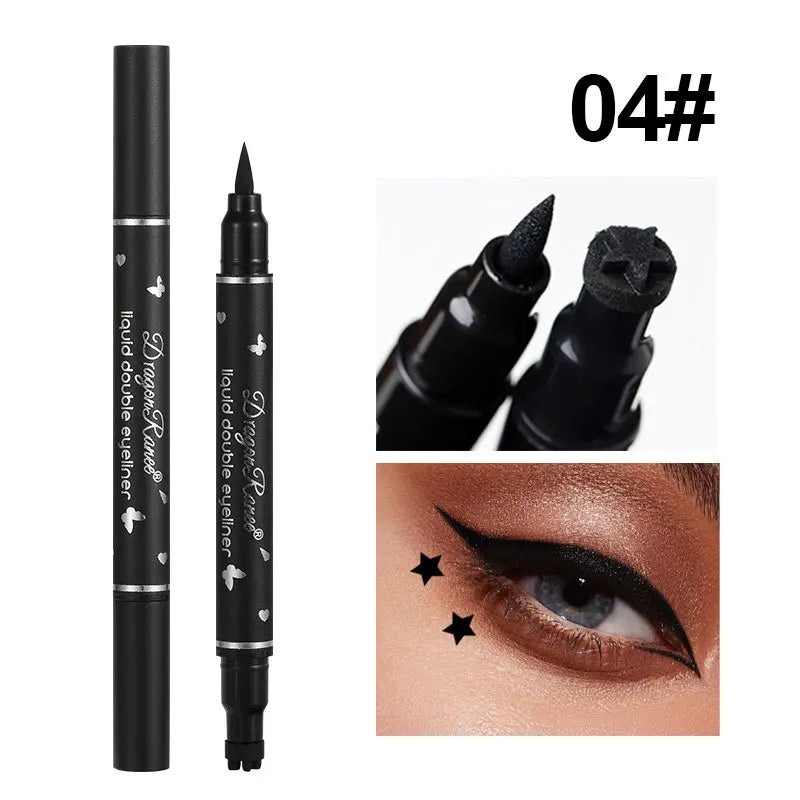 Transform Your Look with Our Dual-Ended Waterproof Liquid Eyeliner Pen Featuring Adorable Moon, Star, Heart, and Flower Stamps