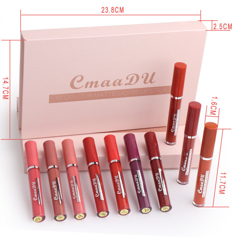 10 Non-stick Cup Waterproof Matte Lipstick