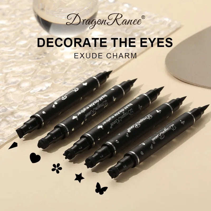 Transform Your Look with Our Dual-Ended Waterproof Liquid Eyeliner Pen Featuring Adorable Moon, Star, Heart, and Flower Stamps