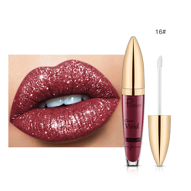 Glitter Flip Matte Shimmer Lip Gloss No Stain On Cup Diamond Lipstick