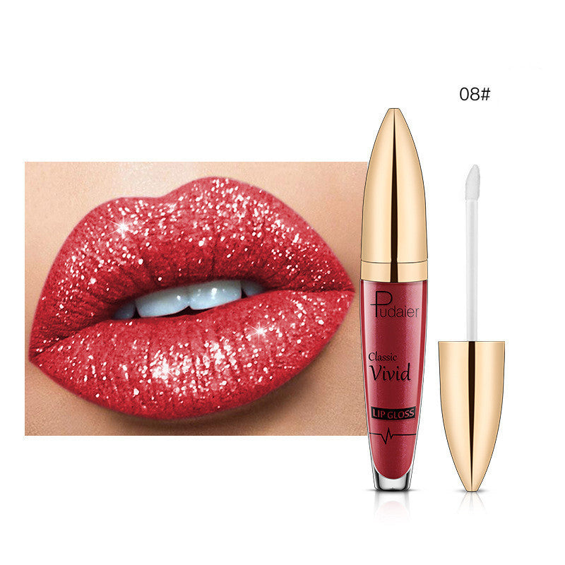 Glitter Flip Matte Shimmer Lip Gloss No Stain On Cup Diamond Lipstick