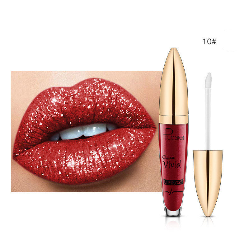 Glitter Flip Matte Shimmer Lip Gloss No Stain On Cup Diamond Lipstick