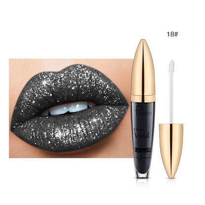 Glitter Flip Matte Shimmer Lip Gloss No Stain On Cup Diamond Lipstick
