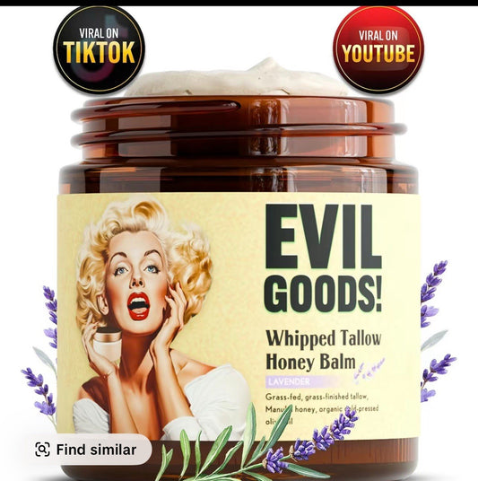 Indulge Your Skin with Evil Goods Lavender Whipped Beef Tallow Honey Balm - All-Natural Moisturizer for Daily Hydration