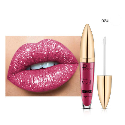 Glitter Flip Matte Shimmer Lip Gloss No Stain On Cup Diamond Lipstick