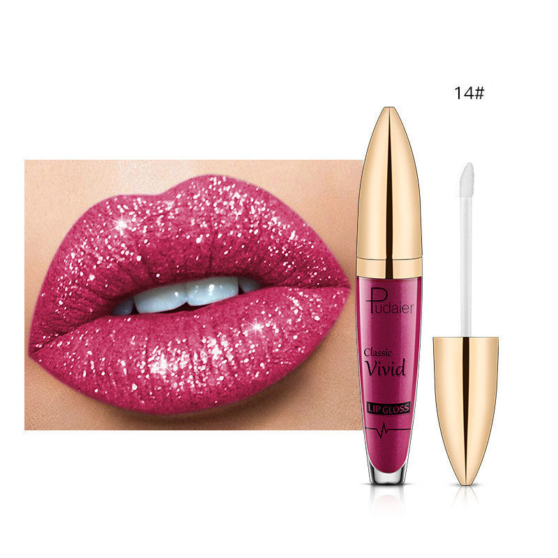 Glitter Flip Matte Shimmer Lip Gloss No Stain On Cup Diamond Lipstick