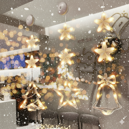 3-Piece Warm Glow Christmas Star & Snowflake LED Window Lights