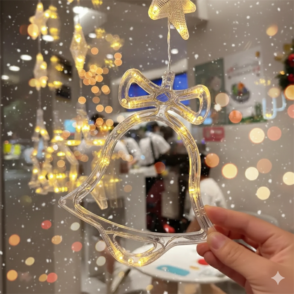 3-Piece Warm Glow Christmas Star & Snowflake LED Window Lights