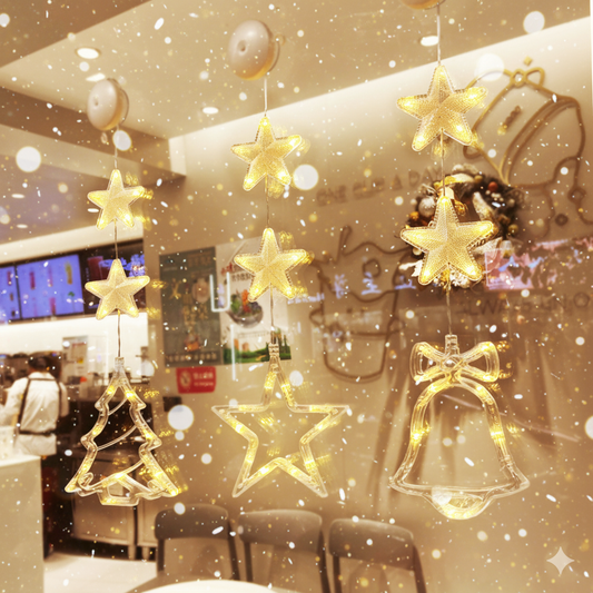 3-Piece Warm Glow Christmas Star & Snowflake LED Window Lights