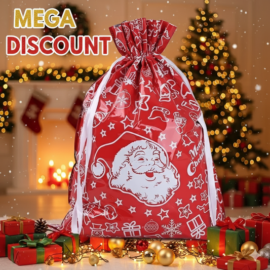 5PCS Christmas Drawstring Foil Gift Bags – Easy-Reusable