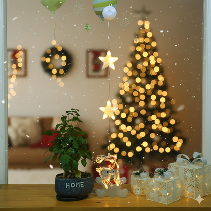 3-Piece Warm Glow Christmas Star & Snowflake LED Window Lights