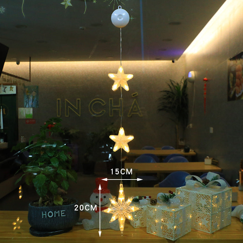 3-Piece Warm Glow Christmas Star & Snowflake LED Window Lights