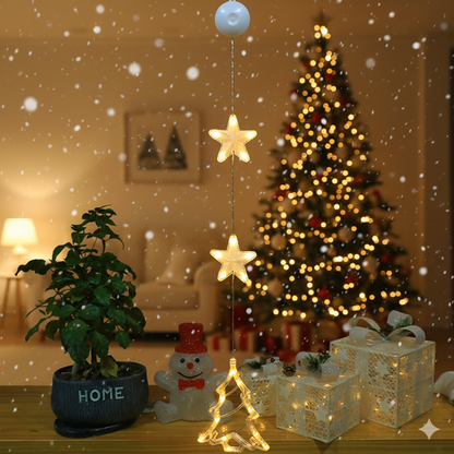 3-Piece Warm Glow Christmas Star & Snowflake LED Window Lights