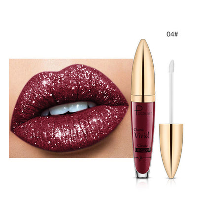 Glitter Flip Matte Shimmer Lip Gloss No Stain On Cup Diamond Lipstick