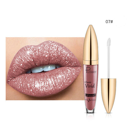 Glitter Flip Matte Shimmer Lip Gloss No Stain On Cup Diamond Lipstick