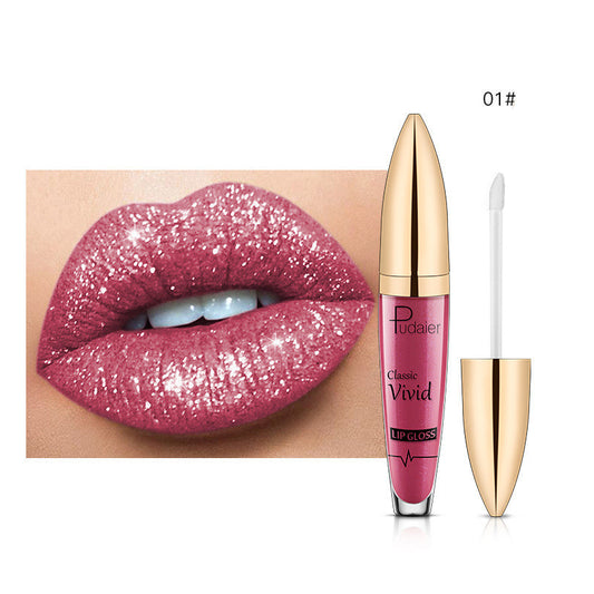 Glitter Flip Matte Shimmer Lip Gloss No Stain On Cup Diamond Lipstick