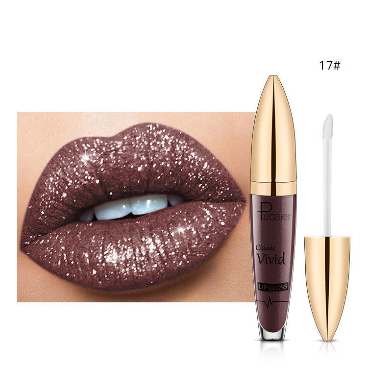 Glitter Flip Matte Shimmer Lip Gloss No Stain On Cup Diamond Lipstick